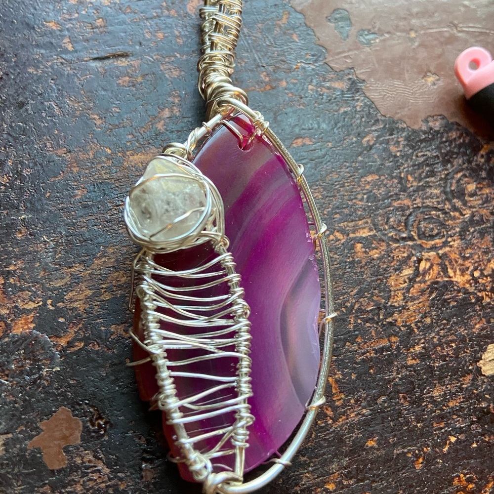 Elegant Purple Wire-Wrapped Pendant